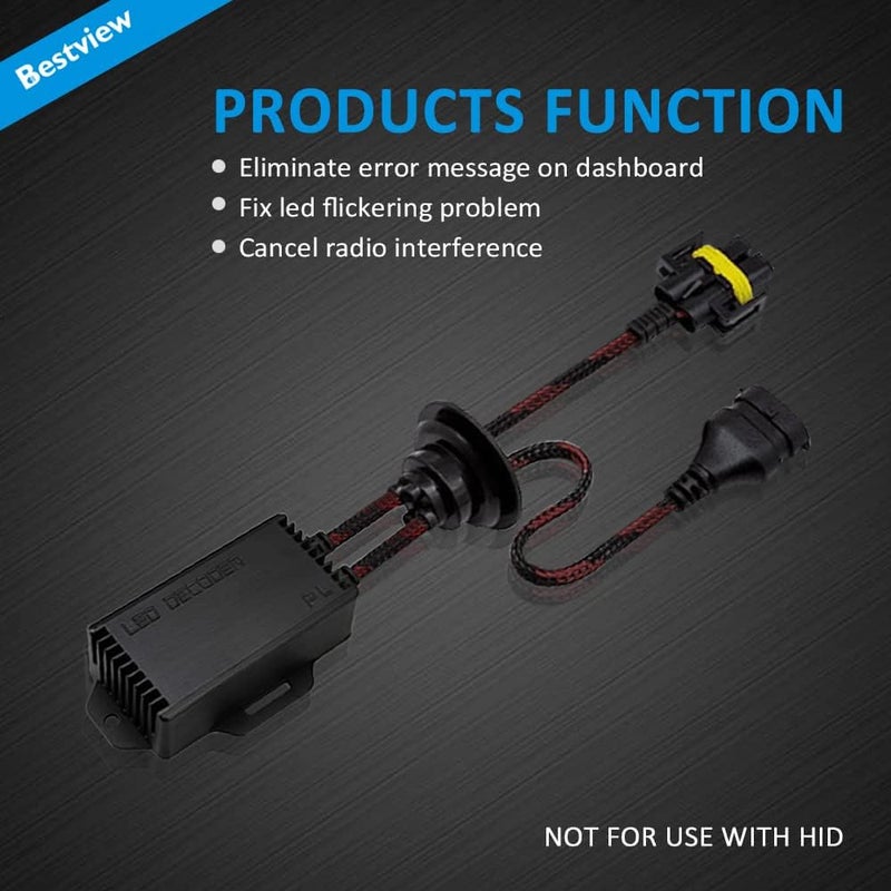 Best View H8 H9 H11 LED Light Canbus Decoder Anti Flicker Harness, Resistor Decoders Error Free, LED Warning Canceller Resistor Adapter, Pack of 2 - Image 5